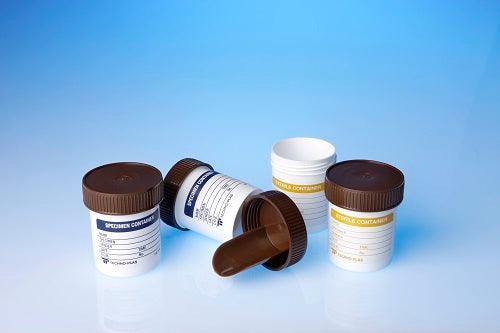 Techno Plas Container with Spoon Labelled White/Brown Cap70ml