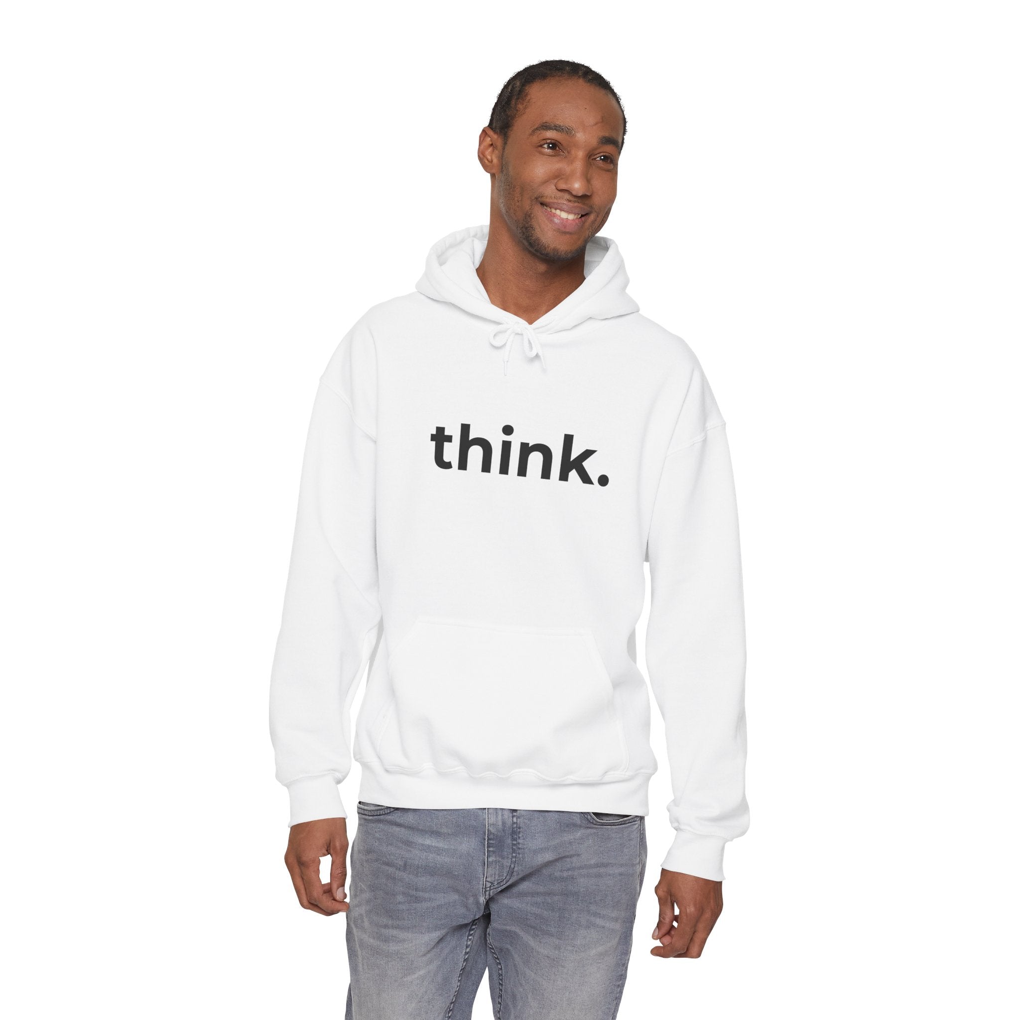 Think. Minimalist Hoodie — Simple Inspirational Graphic Hooded Sweatshirt