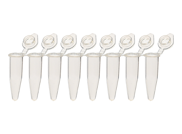 UltraFlux SnapStrip 8-Strip Tubes with Individually-Attached Flat Caps Clear