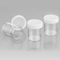 Techno Plas Flat Bottom Container Unlabelled w/Clear Cap 70ml